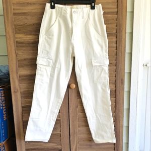 NWT white cargo pockets jeans ankle size S 4 regular 100% cotton